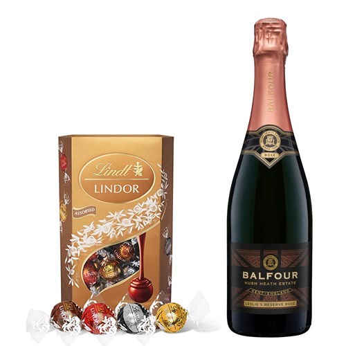 Balfour Leslies Reserve Rose English Sparkling 75cl With Lindt Lindor Assorted Truffles 200g